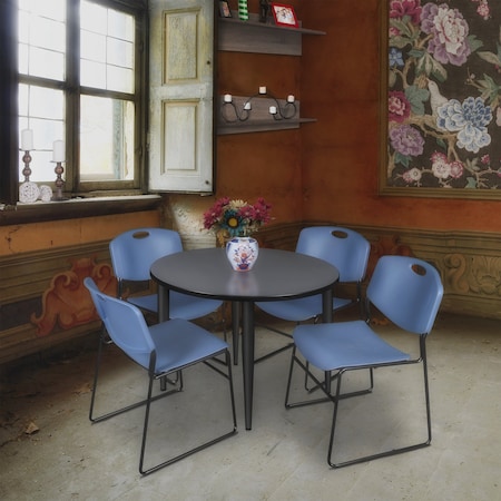 Regency Kahlo Round Table & Chair Sets, 36 W, 36 L, 29 H, Wood, Metal, Polypropylene Top, Grey TPL36RNDGYBK44BE